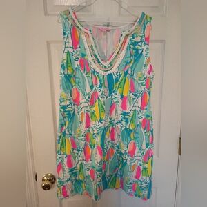 Lilly Pulitzer Neon Sailboat Dress EUC XL AMAZING PRICE!